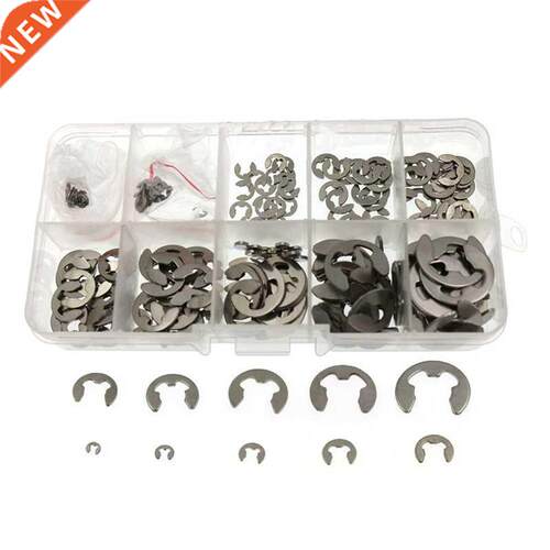 200PCS Silver M1.5-M10 E Clip Washer Assortment Kit Circlip