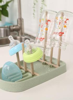 Non-toxic Baby Milk Bottle Drying Rack Wheat Straw Draining