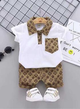 Short Sleeve Shirts Shorts 2pcs Summer Children Wedding Outf