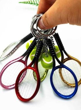 Newly Smulaton Mn Tenns Racket Ball Keychan Pendant Ba