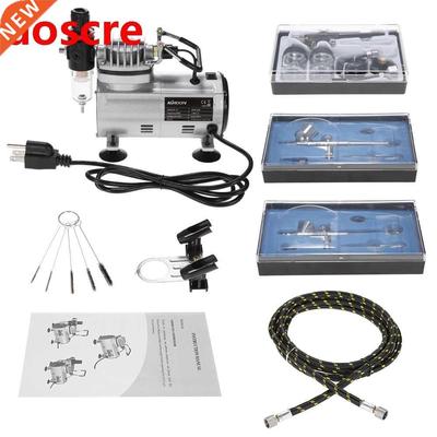 3 pcs Dual-Action Airbrush Kit +Air Compressor paint Spray g