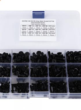 440pcs Alloy Steel M3 M4 M5 Screws Nuts Hex Socket Flat Head