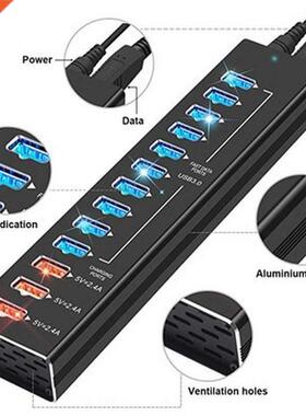 USB Hub Charger 3.0 USB C Hub 13 Ports High Speed USB Splitt