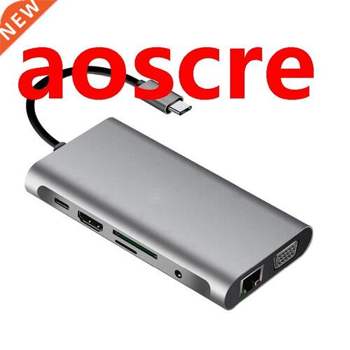 10 in 1 USb Type C HUB Splitter to 4K HDMI-Compatible VGA RJ