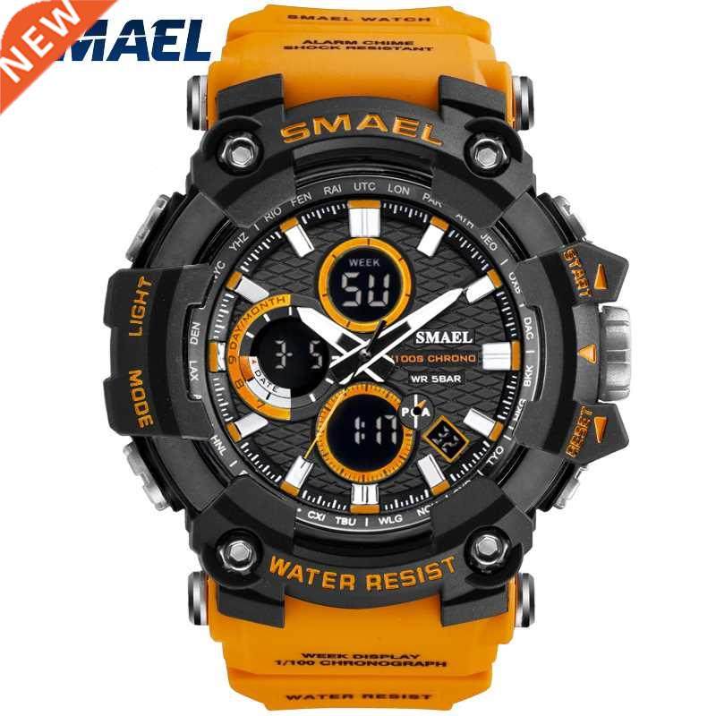 SMAEL Sport Watch Men Dual Time Waterproof 5Bar Male Clock
