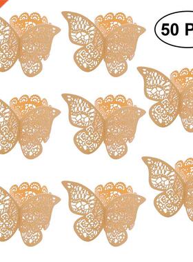 50Pcs Wedding 3D Butterfly Paper Napkin Ring Napkin Bands Na