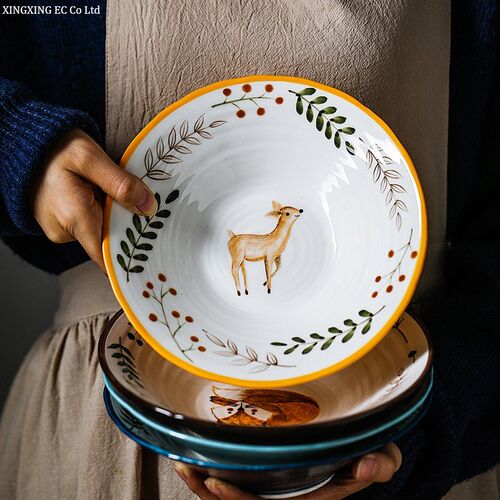 Tableware Supplies Cartoon Cute Ceramic Animal Fruit Big Bow