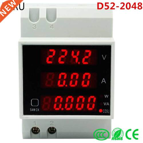 Smrt Home D52-2048 Din ril LED Volt current Meter ctive P