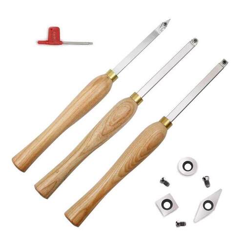 Carbide Woodturning Tool (3 Piece Set) Includes Diamond Shap