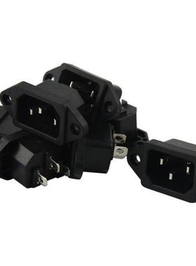 Fasdga 10 Pcs Black 3 Pins IEC320 C14 Inlet Power Plug Socke