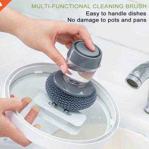 Kitchen Soap Dispensing Dishwashing Brush Scrubber Wash Clea
