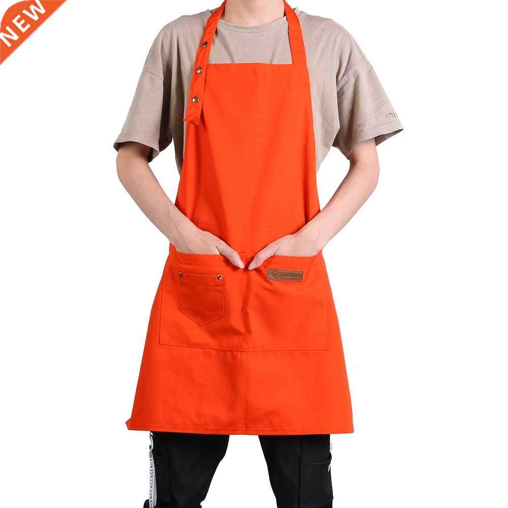Unisex Cotton Canvas Work Apron Adjustable Cafe Shop Apron K