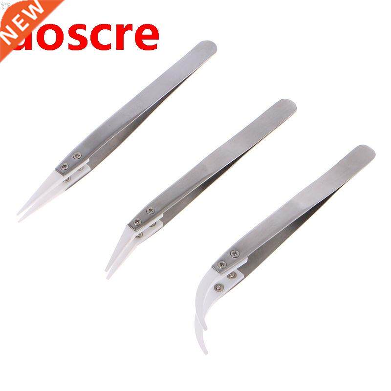 3pcs Non Conductive Anti-Static Ceramic Tweezers For IC SMD