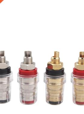 4Pcs Crysta Speaker Cable Banana Jack Adapter Terminal Post