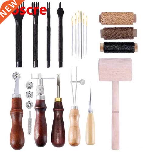 Complete Practical Leather Craft Tools Set With Awl, Wax Thr