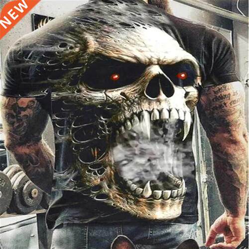 Fashion Summer Horror Skull D Printed Men	s T-Shirt Casua