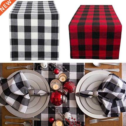 Christmas Plaid Table Runner Soft Durable Cloth Mat Cushion