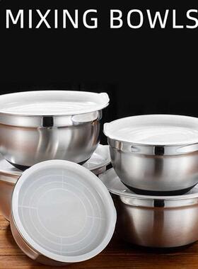 Stainless Steel Egg Mixing Bowl With Lid Basin Salad Vegeta