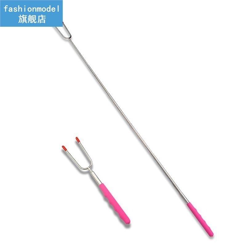 1pc Barbecue Fork Stainless Steel Plastic Extendable Roastin
