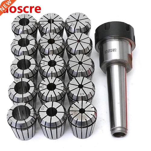 16pcs/set ER32 Collet Chuck Holder MT3 M12 Morse Taper + ER3