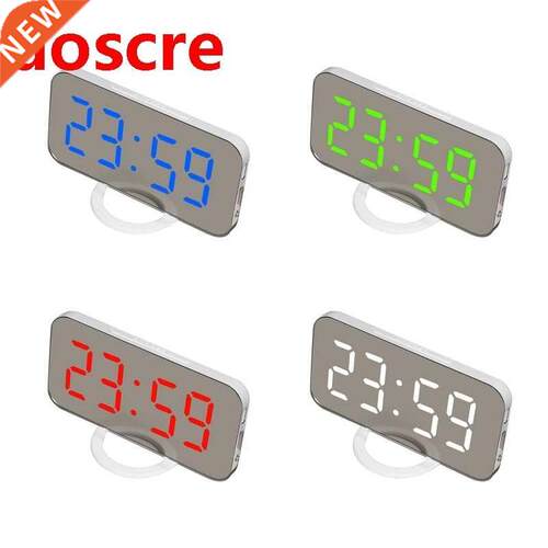 LED Alarm Clock with Dual USB Charging Port Snooze Mirror Cl