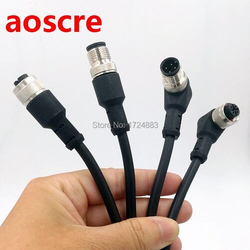Sensor Connector line M12 Waterproof plug Male Female Angle