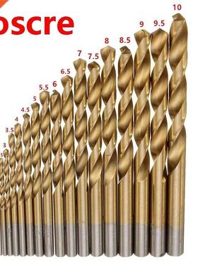 19Pcs/set 1-10mm HSS Titanium Coated Twist Drill Bit Power T