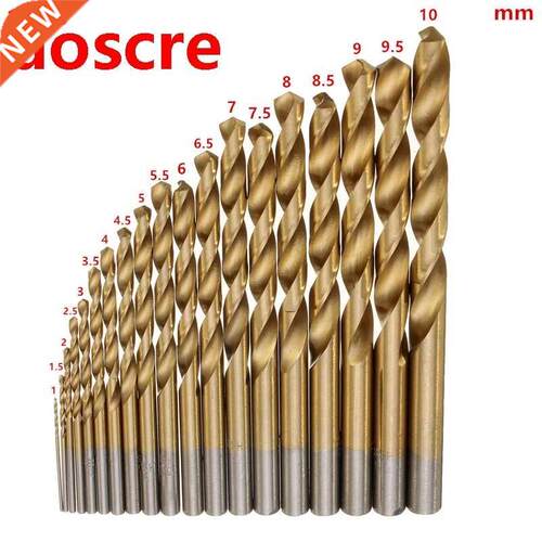 19Pcs/set 1-10mm HSS Titanium Coated Twist Drill Bit Power T