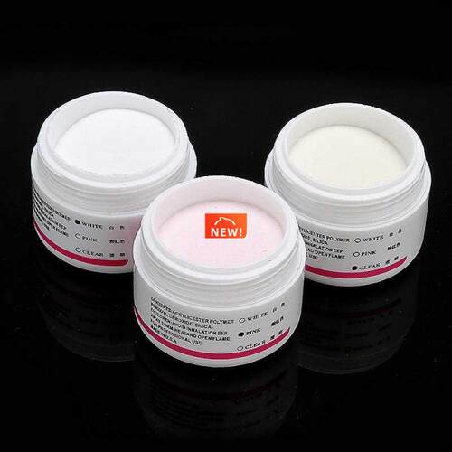 3 Colors Acrylic Powder 3D Nail Tips Nail Glitter Clear