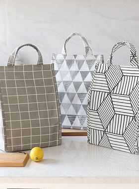 Portable Grid Insulated Lunch Picnic Tote Cooler Bag Bento B