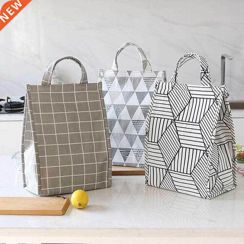 Portable Grid Insulated Lunch Picnic Tote Cooler Bag Bento B
