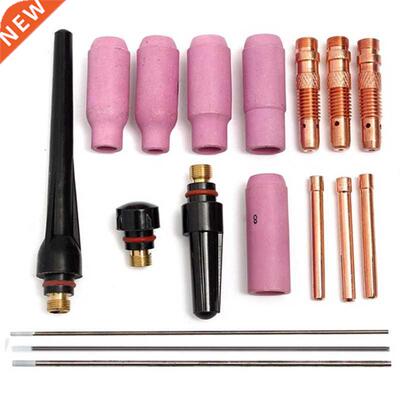 17Pcs Welders Welding Torch Tig Cup Collet Body Nozzle Kit T