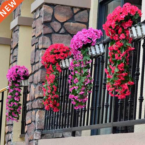 Artificial Flower Hanging Basket Violet Fake Flower Decorati