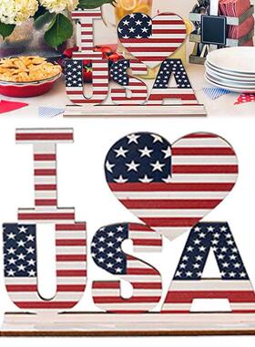 Table Decoration Patriotic Letter Wooden Decorative Independ