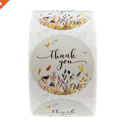 100-500pcs Labels Round Autumn Floral Thank You Stickers For