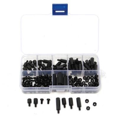 180Pcs Black M Hex Column MaleFemale Standoff Spacers Screw