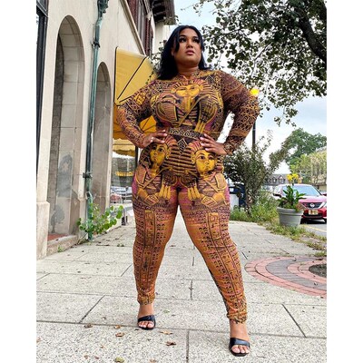 2021 Autumn Plus Size  Women's Digital Printing Jumpsuit