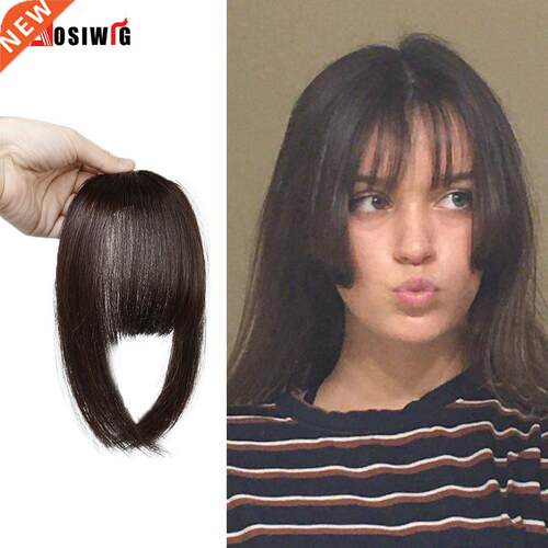 AOSIWIG Straight Hime Cut Bangs Wigs Fringe Clip In Blunt Ba