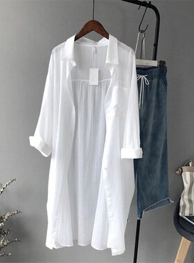 Cotton Casual White Long Blouse Women 2019 Autumn Women Long