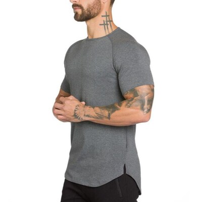 Brand gym clothing fitness t shirt men fashion extend hip ho