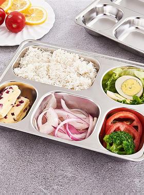 Stainless Steel Divided Dinner Tray Lunch Container Food Pla
