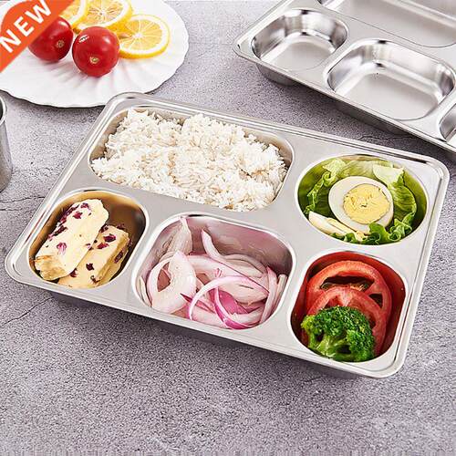Stainless Steel Divided Dinner Tray Lunch Container Food Pla