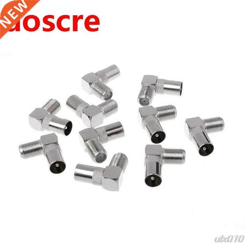 10Pcs 90 Degree Right Angled TV Aerial Cable Connector RF Co
