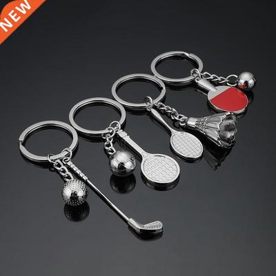 Mini Tennis Racket Golf Pingpong Badminton Pendant Keychain