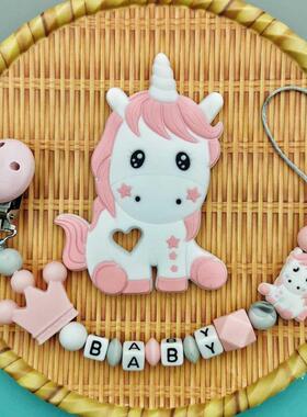 Customized English Russian Alphabet Name Unicorn Pacifier Cl