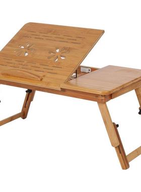 1Pc Adjustable Bamboo Rack Shelf Dormitory Bed Lap Desk Port