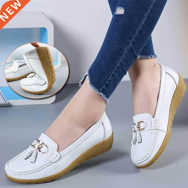 Woen Flats Dance Shoes Leather Breathable occasins Woen B