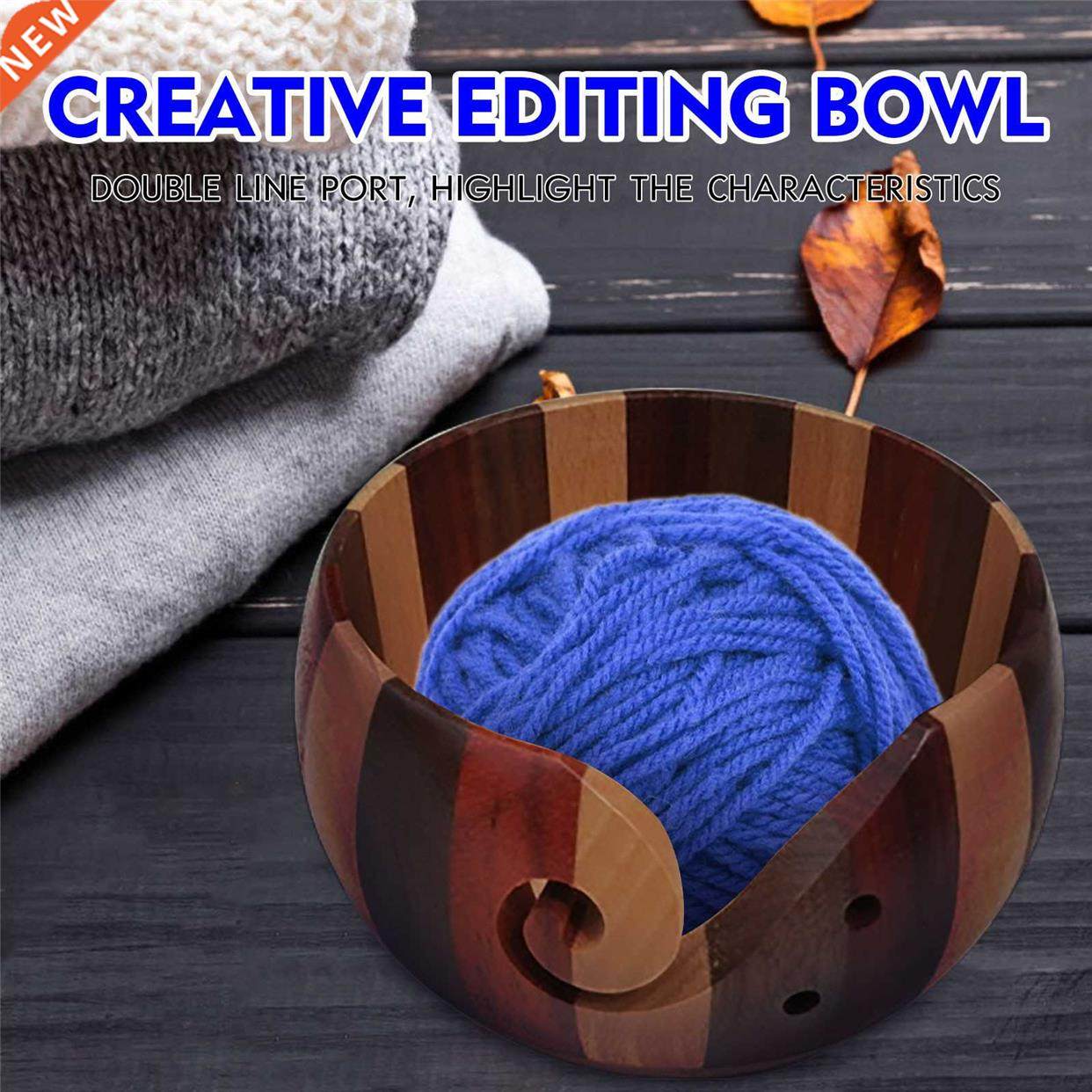 Portable Woolen Yarn Ball Wooden Storage Bowl Dustproof Croc