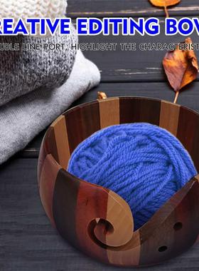 Portable Woolen Yarn Ball Wooden Storage Bowl Dustproof Croc