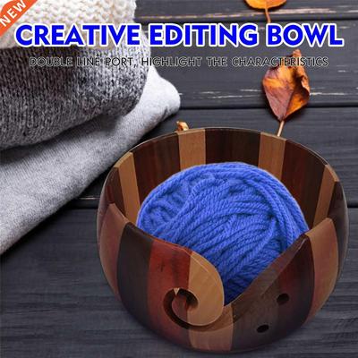 Portable Woolen Yarn Ball Wooden Storage Bowl Dustproof Croc